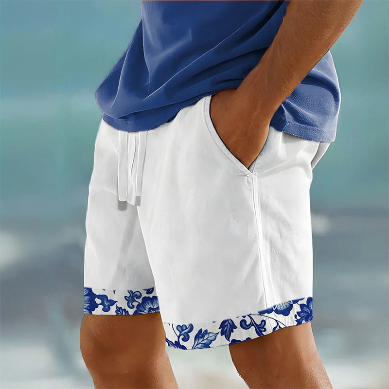 Men's Hawaiian Floral Print Summer Casual Resort Shorts