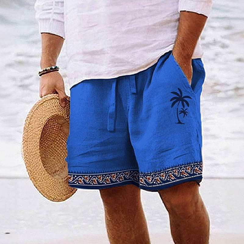 Men's Ethnic Totem Palm Tree Print Summer Casual Resort Shorts