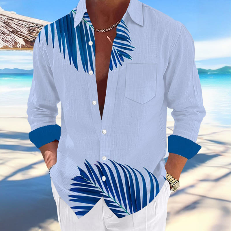 Men's Hawaiian Palm Tree Fashion Print Resort Casual Shirt