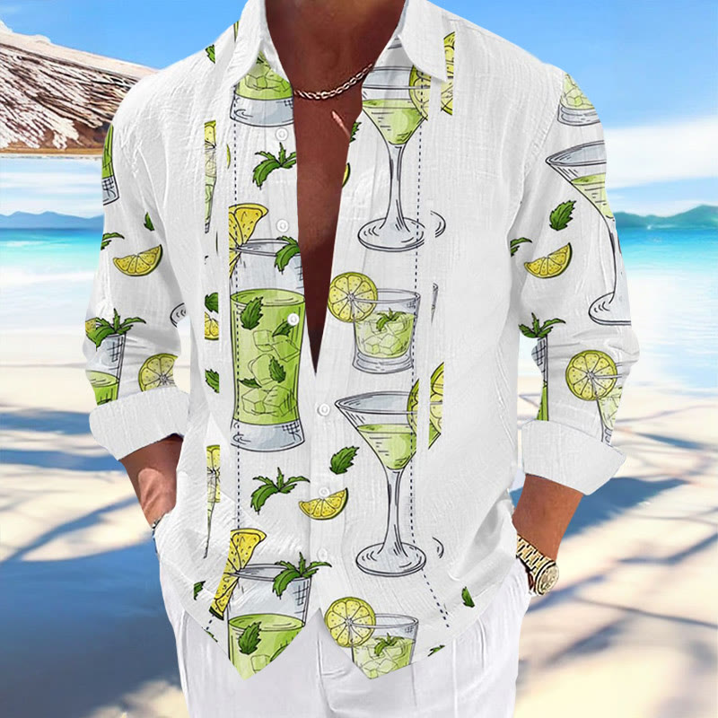 Men's Resort Margarita Print Lapel Casual Shirt