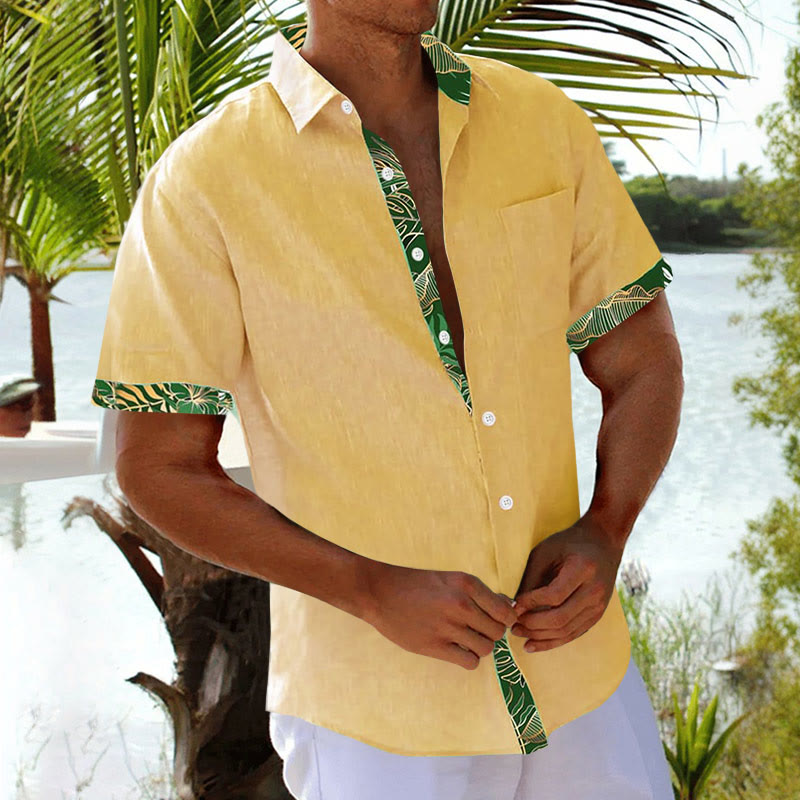 Men's Hawaiian Tropical Floral Print Resort Casual Short Sleeve Shirt