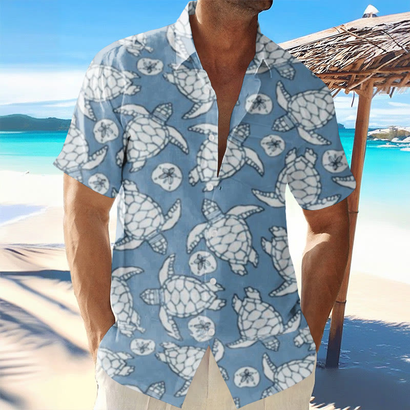 Vacation Hawaii Turtle Print Short Sleeve Shirt