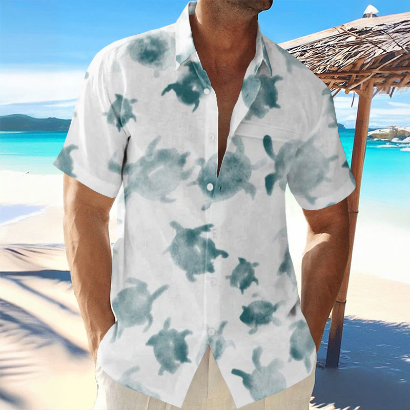 Vacation Watercolor Turtle Print Shirt