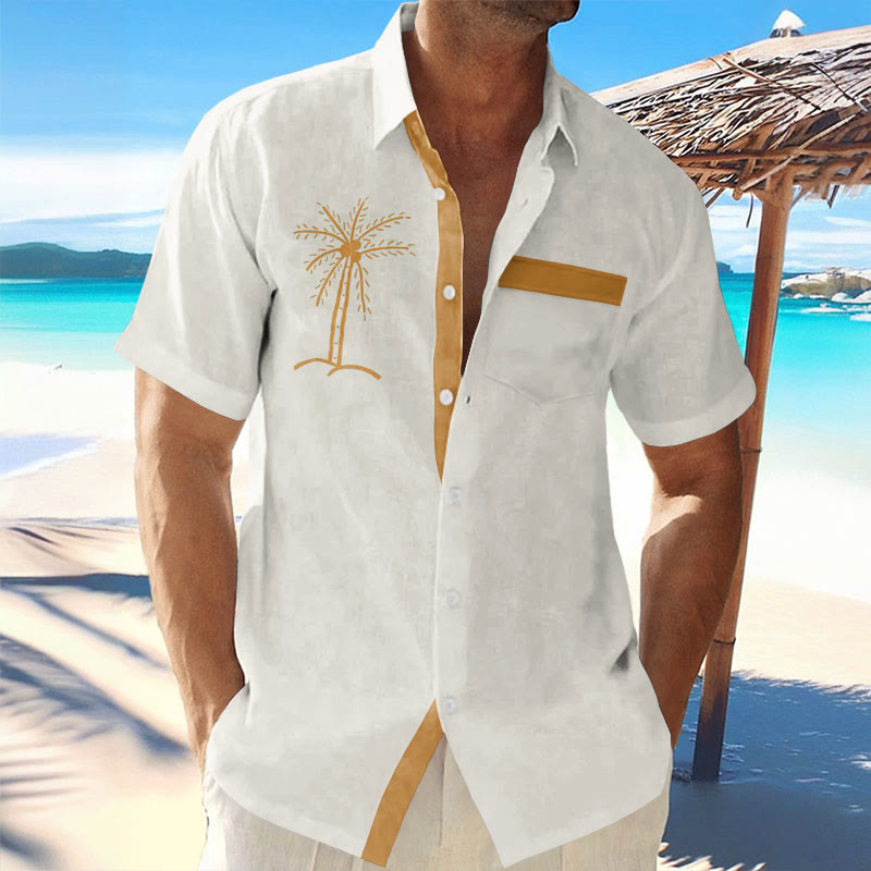 Vacation Coconut Tree Print Short-sleeved Shirt