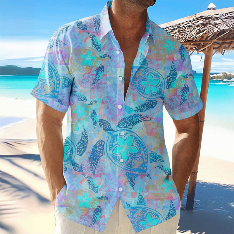 Vacation Totem Floral Turtle Print Shirt
