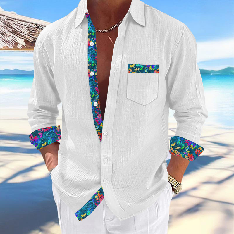 Men's Holiday Contrast Gradient Floral Print Shirt