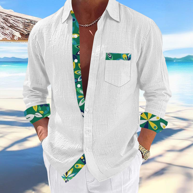 Men's Vacation Floral Patchwork Print Shirt