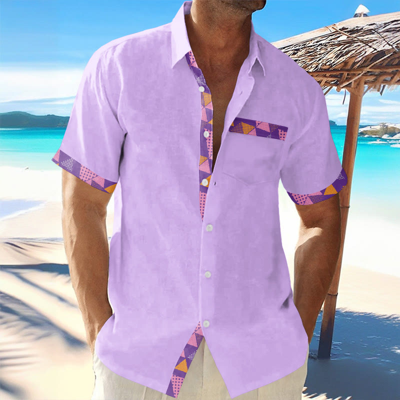 Contrast Geometric Print Vacation Shirt