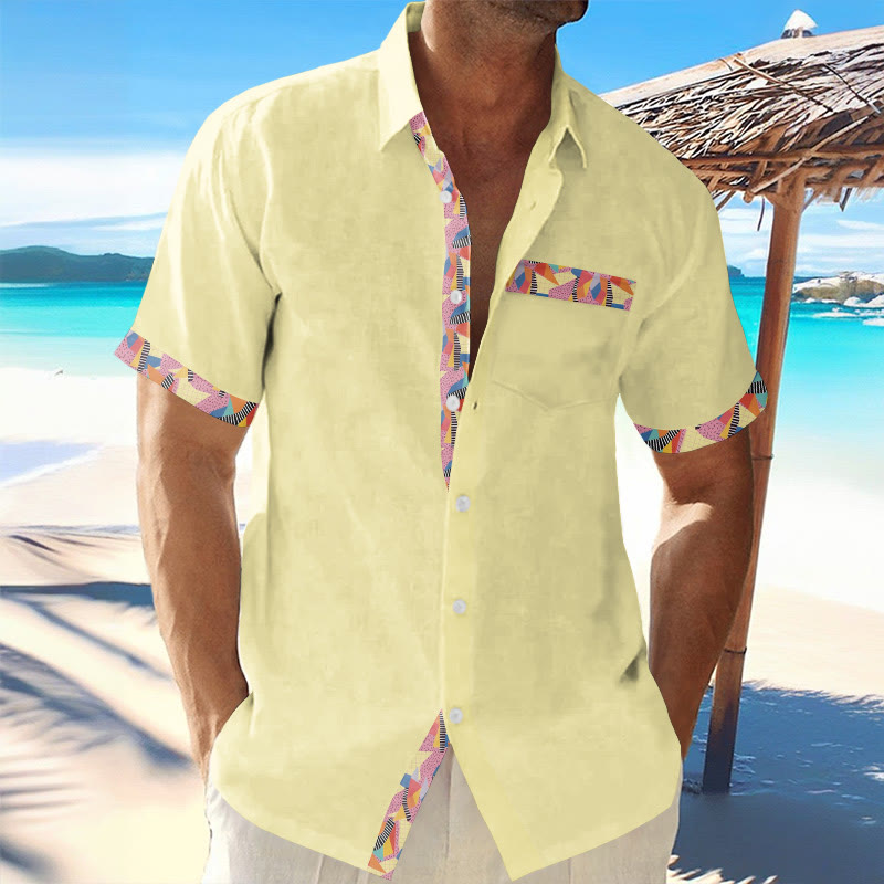 Vacation Contrast Geometric Print Men's Casual Shirt