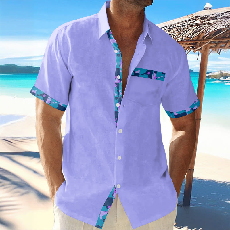 Men's Vacation Contrast Geometric Print Casual Shirt