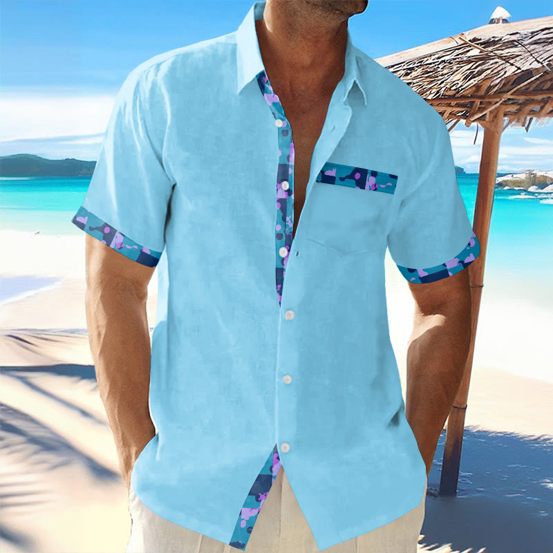 Men's Vacation Contrast Geometric Print Casual Shirt