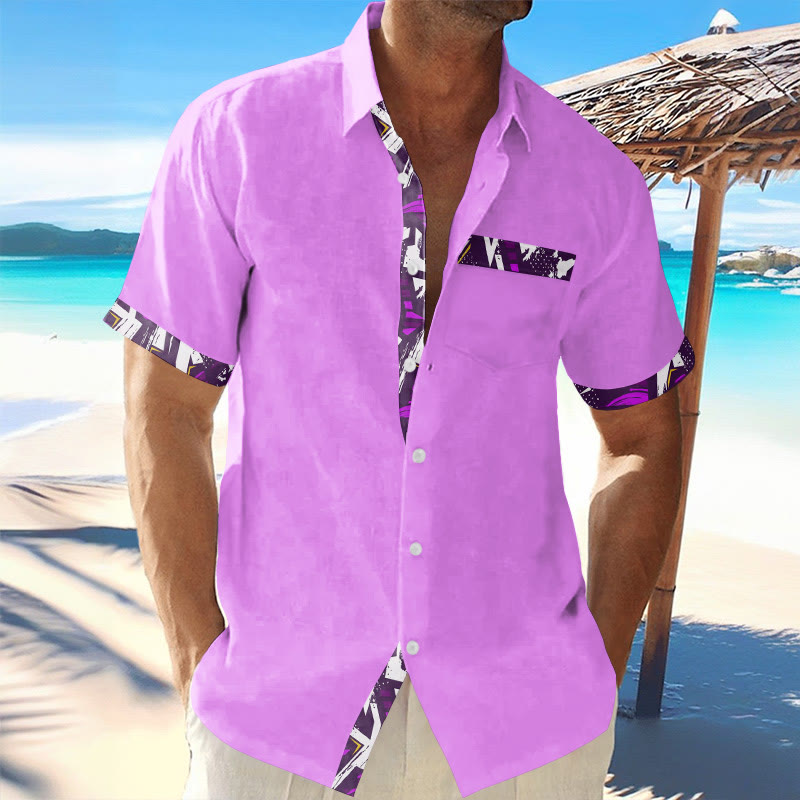 Men's Vacation Contrasting Geometric Print Shirt