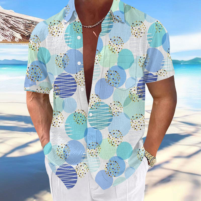 Resort Casual Polka Dot Print Hawaiian Short-sleeved Shirt