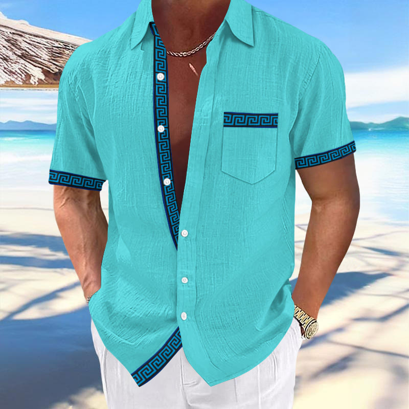 Vacation Geometric Curve Totem Print Shirt