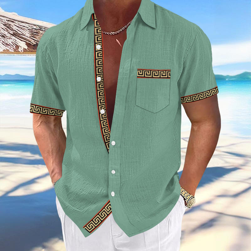 Holiday Contrast Geometric Totem Print Shirt