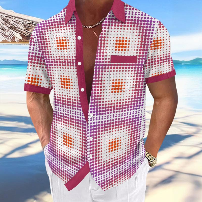 Resort Mosaic Check Print Shirt