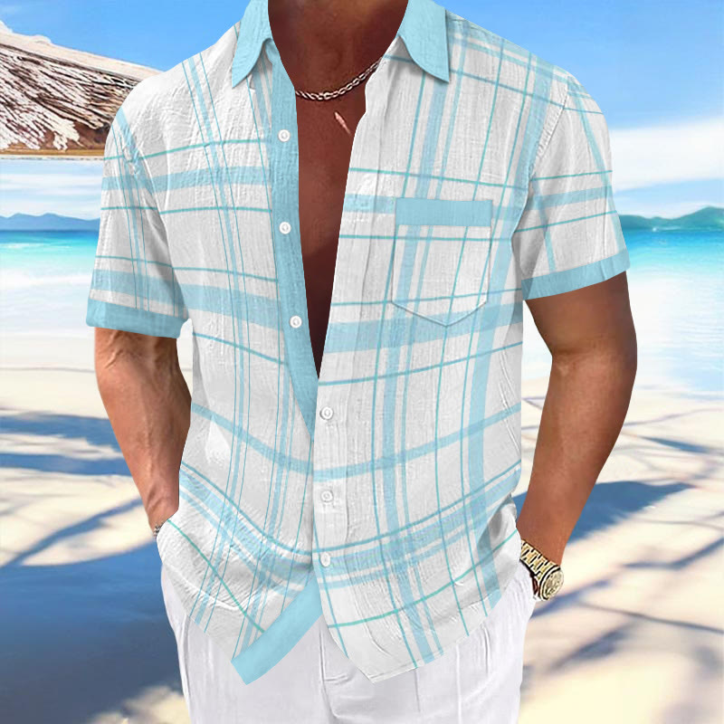Vacation Refreshing Plaid Print Shirt
