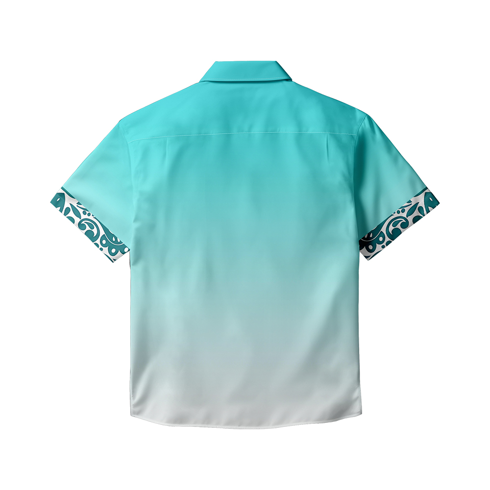 100% Cotton Men's Green Ocean Style Short Sleeve Shirt