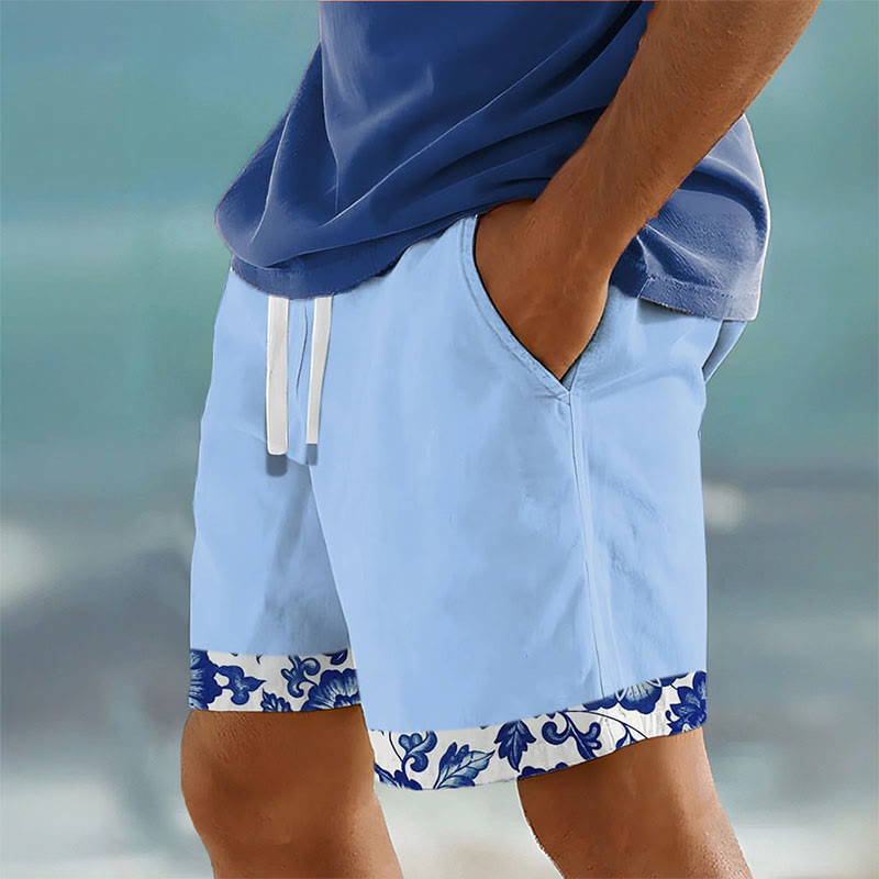 Men's Hawaiian Floral Print Summer Casual Resort Shorts