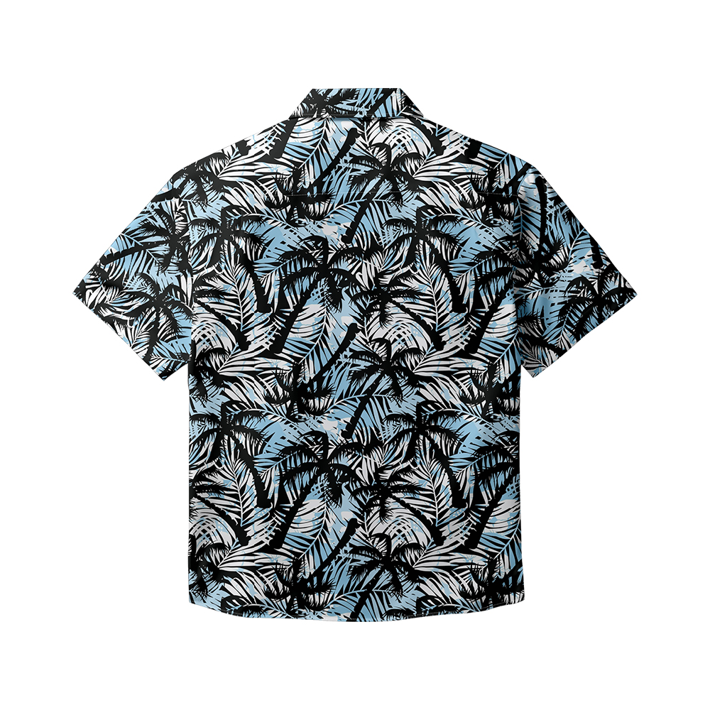 100% Cotton Men's Blue Hawaii Print Short Sleeve Shirt
