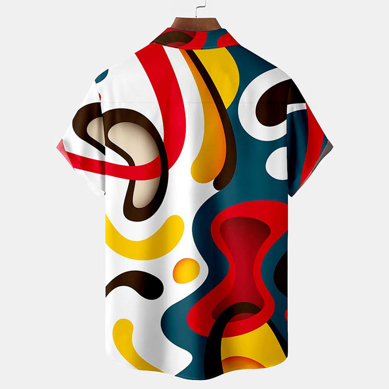 Men's Casual Holiday Abstract Geometric Print Short Sleeve Shirt