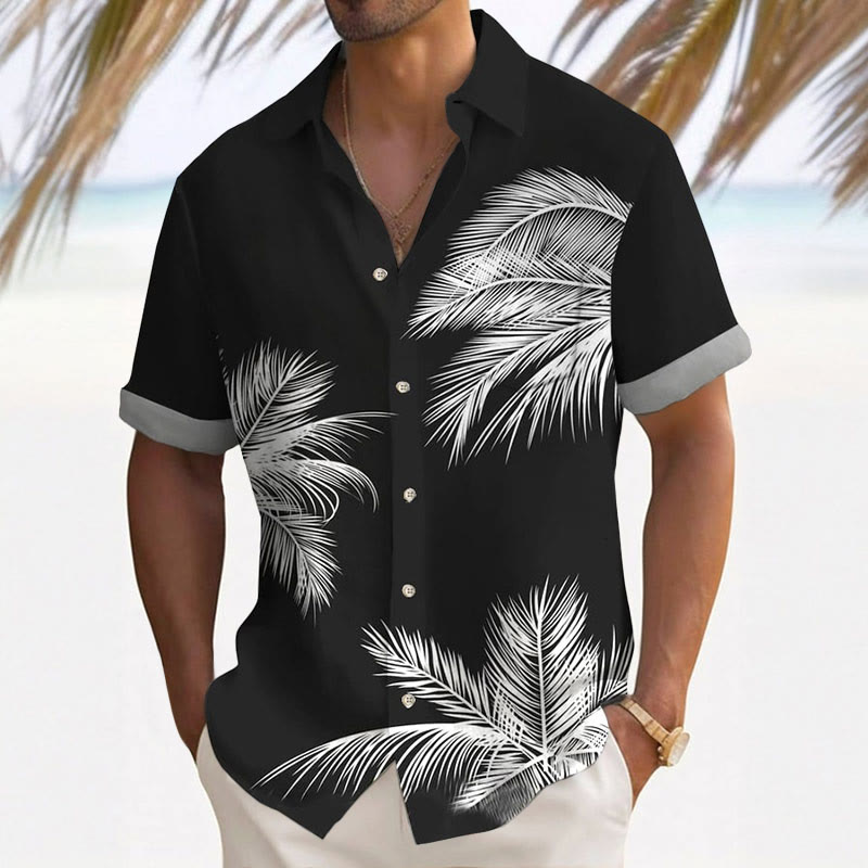 Men's Hawaiian Palm Tree Print Fashion Short Sleeve Shirt