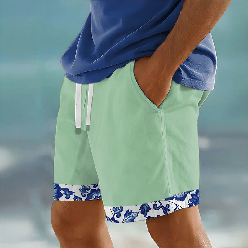 Men's Hawaiian Floral Print Summer Casual Resort Shorts