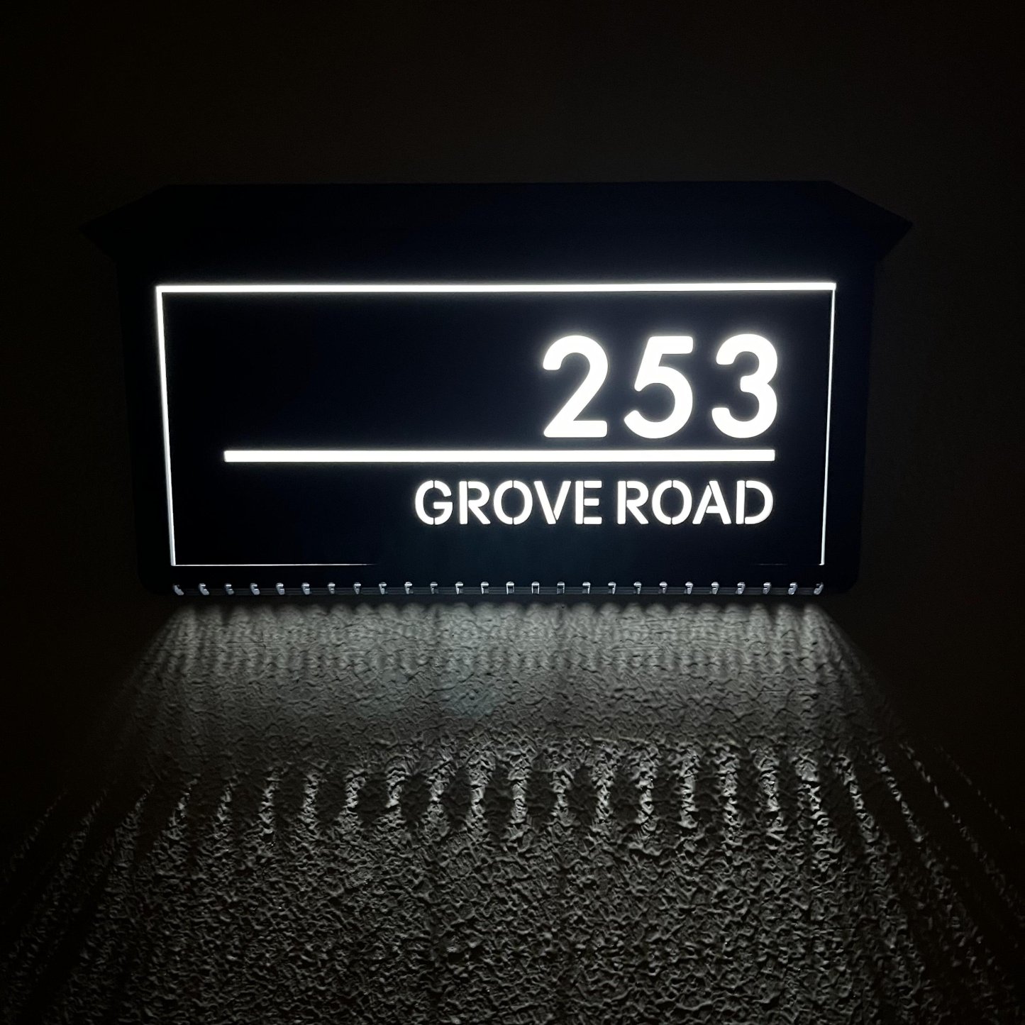 Custom Solar LED Backlit House Number Sign | Rectangle