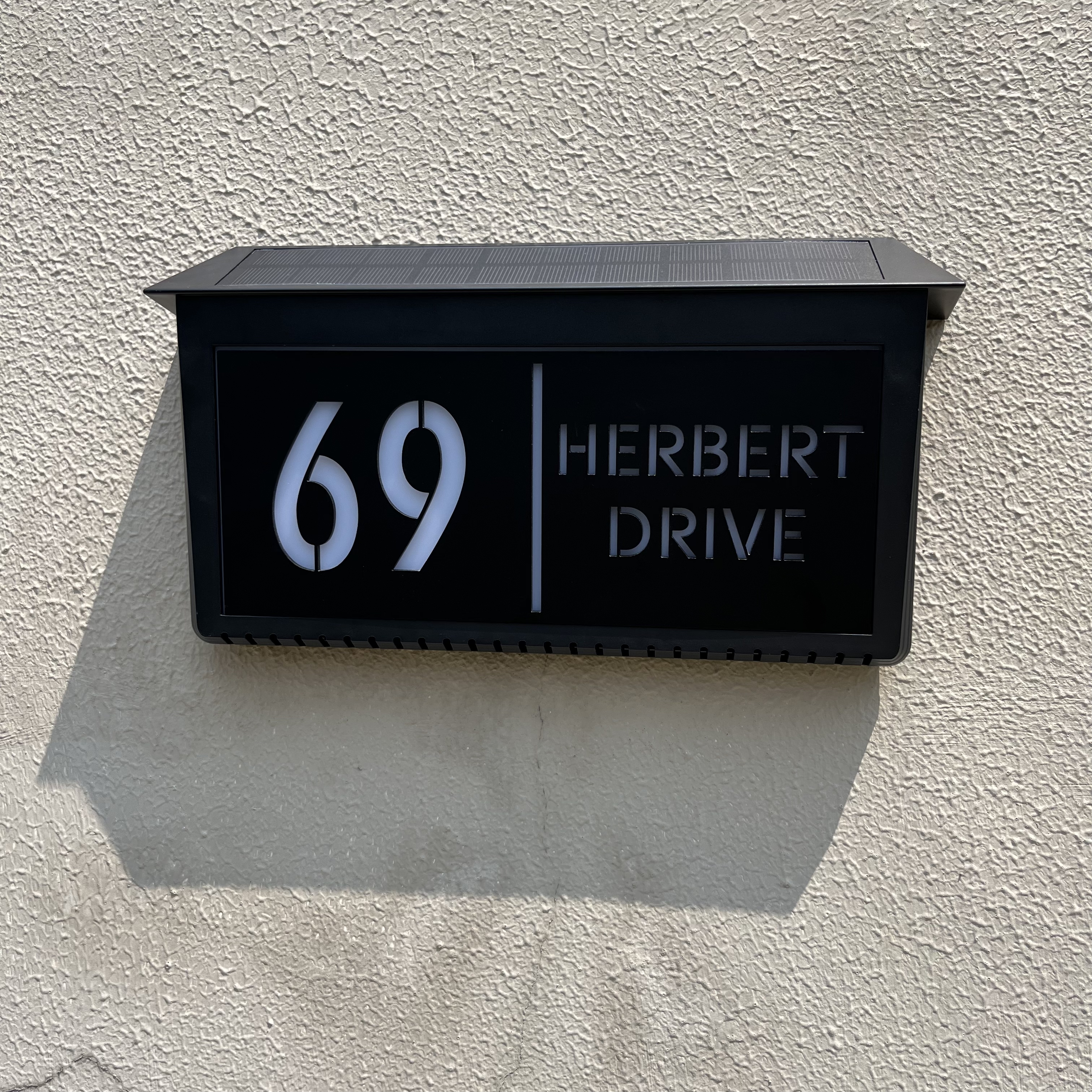 Custom Solar LED Backlit House Number Sign | Rectangle