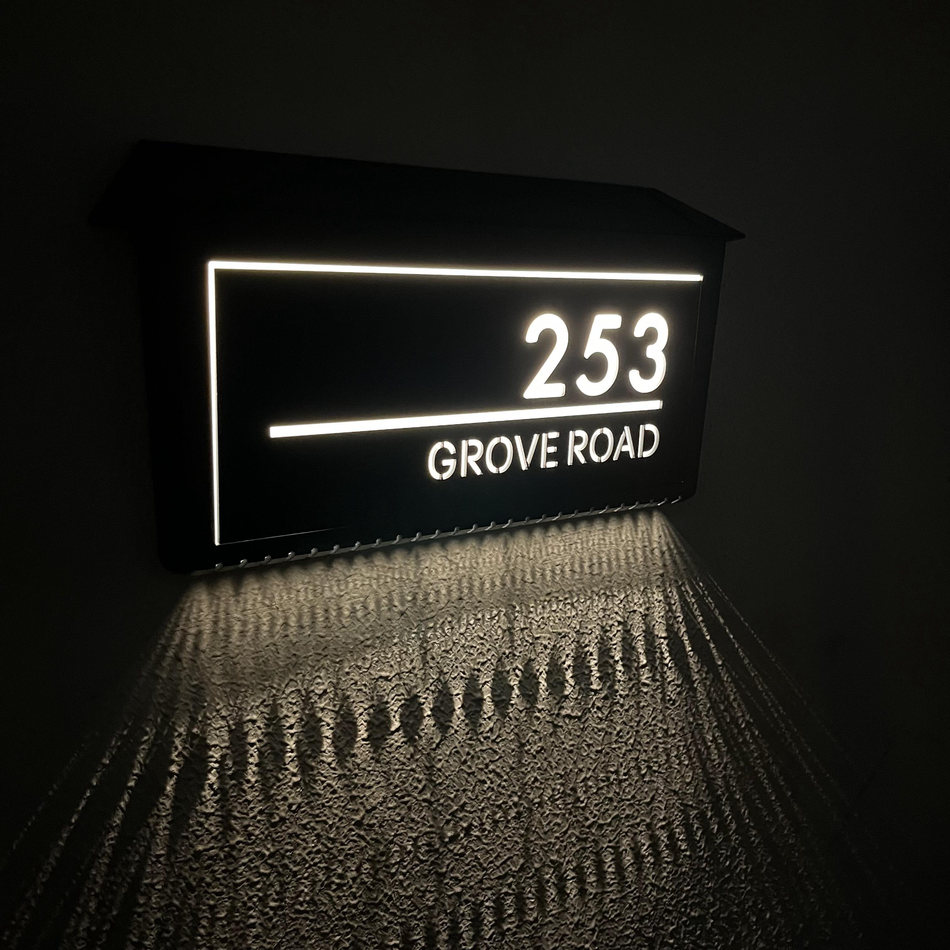 Custom Solar LED Backlit House Number Sign | Rectangle