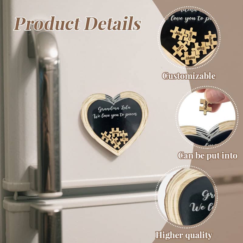 Personalized Heart Name Puzzle Fridge Stickers
