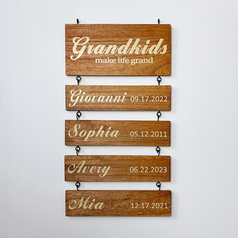 Personalized Grandkids Hanging Decor Sign - 30 Member Signs Can Be Added