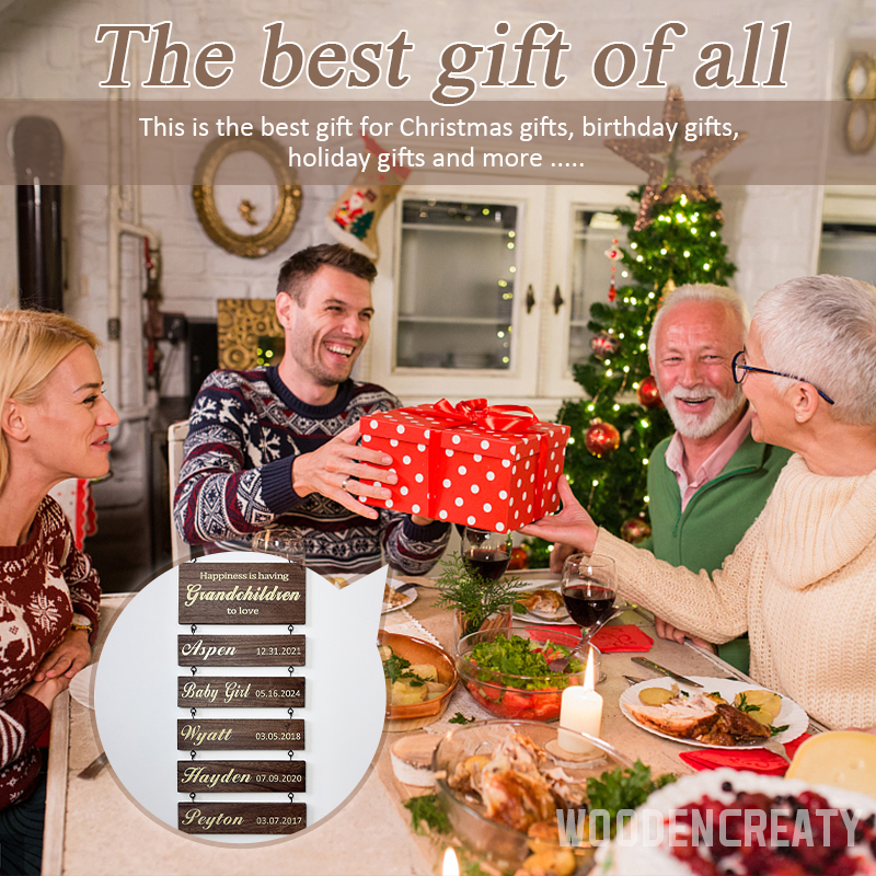 Personalized Grandkids Hanging Decor Sign - 30 Member Signs Can Be Added