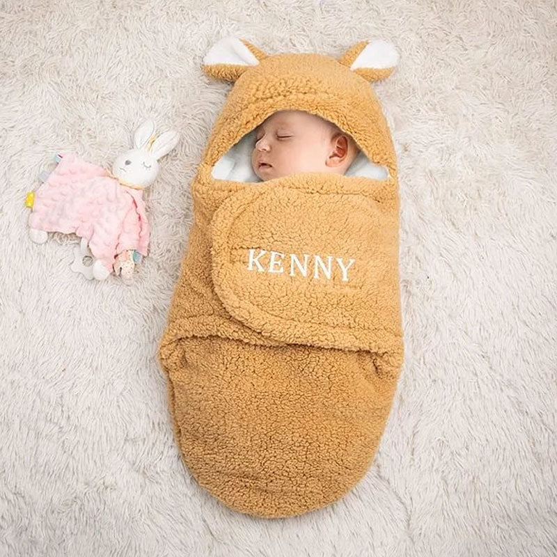 Personalized Bunny Baby Swaddle – Warm, Comfortable, and Easy to Use