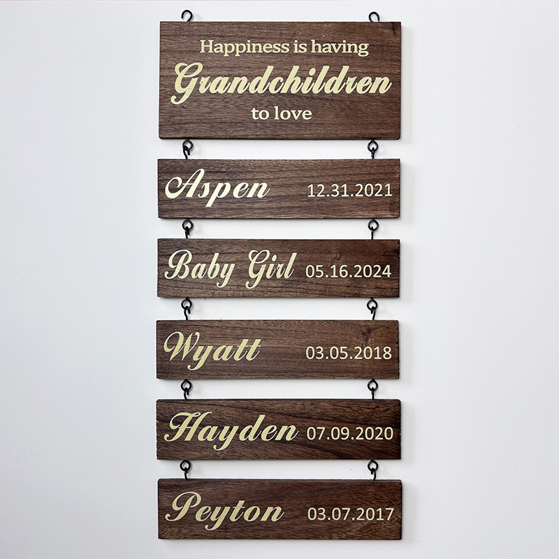 Personalized Grandkids Hanging Decor Sign - 30 Member Signs Can Be Added