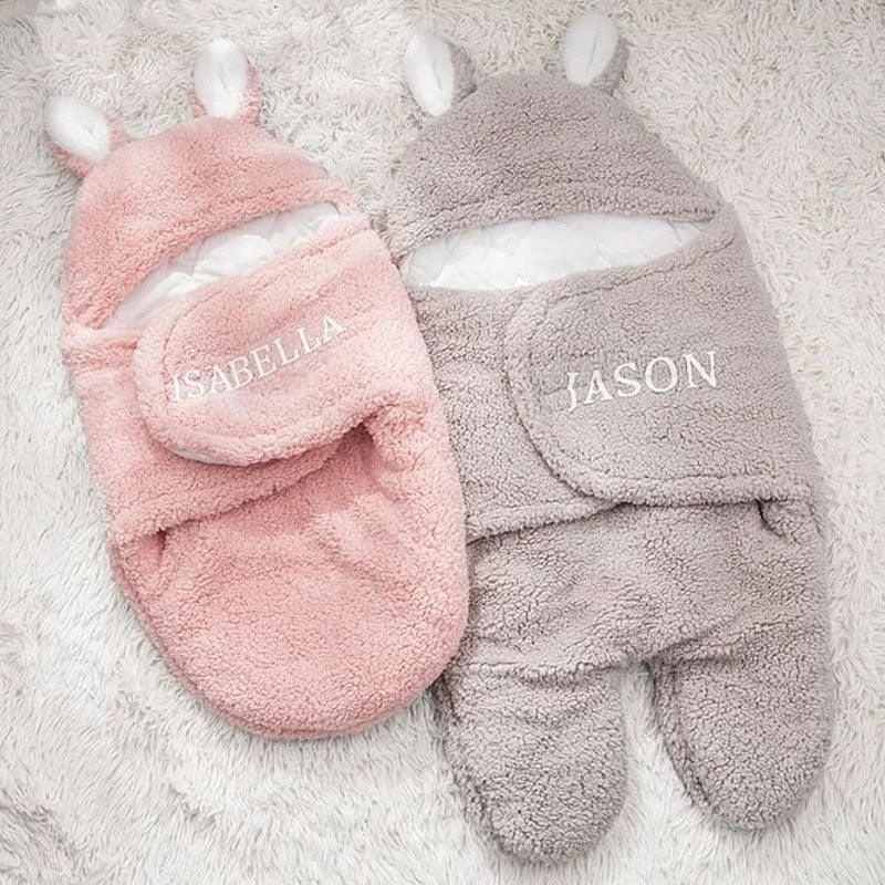 Personalized Bunny Baby Swaddle – Warm, Comfortable, and Easy to Use