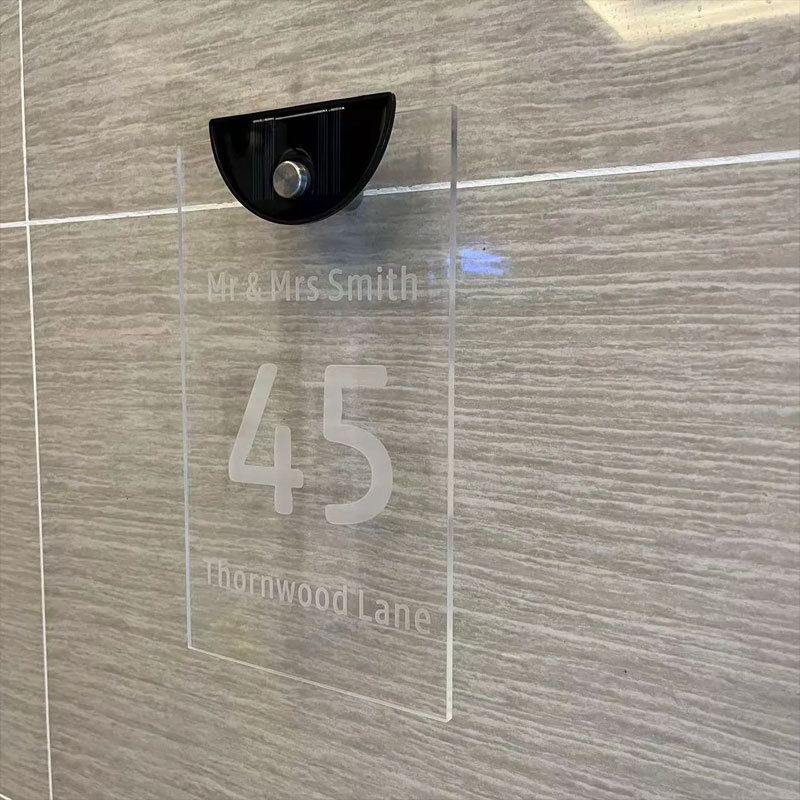 Custom Solar Transparent Acrylic Door Plate