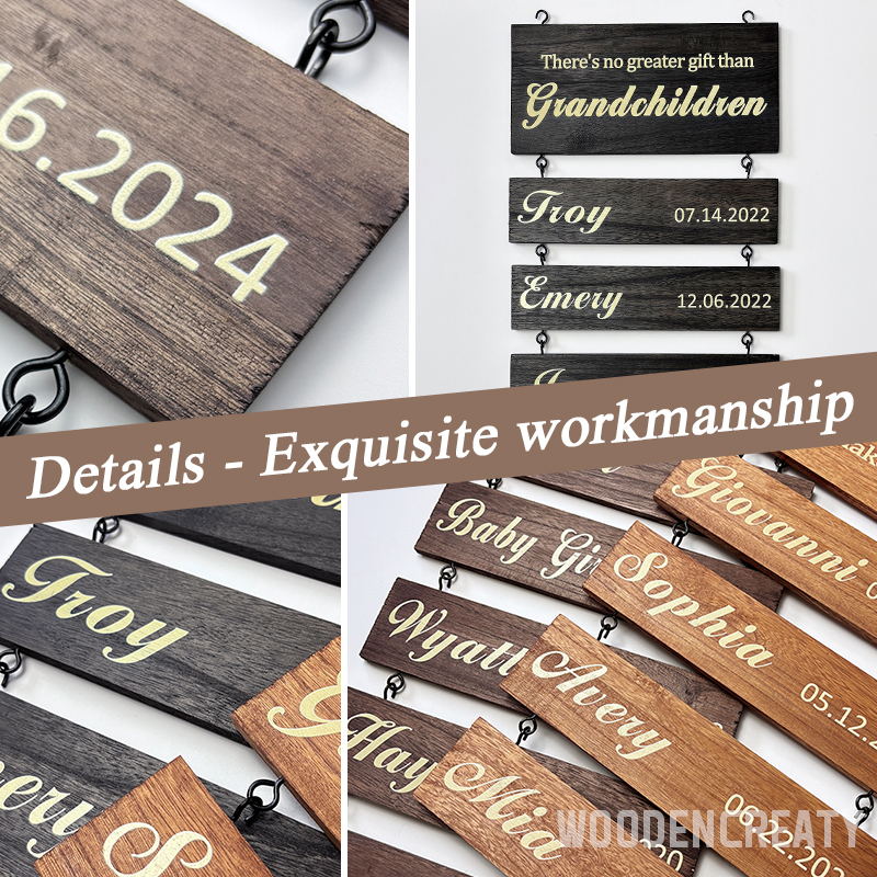 Personalized Grandkids Hanging Decor Sign - 30 Member Signs Can Be Added