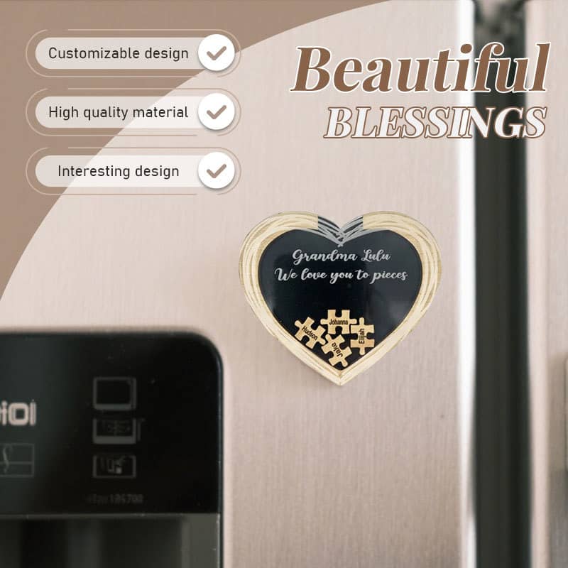 Personalized Heart Name Puzzle Fridge Stickers