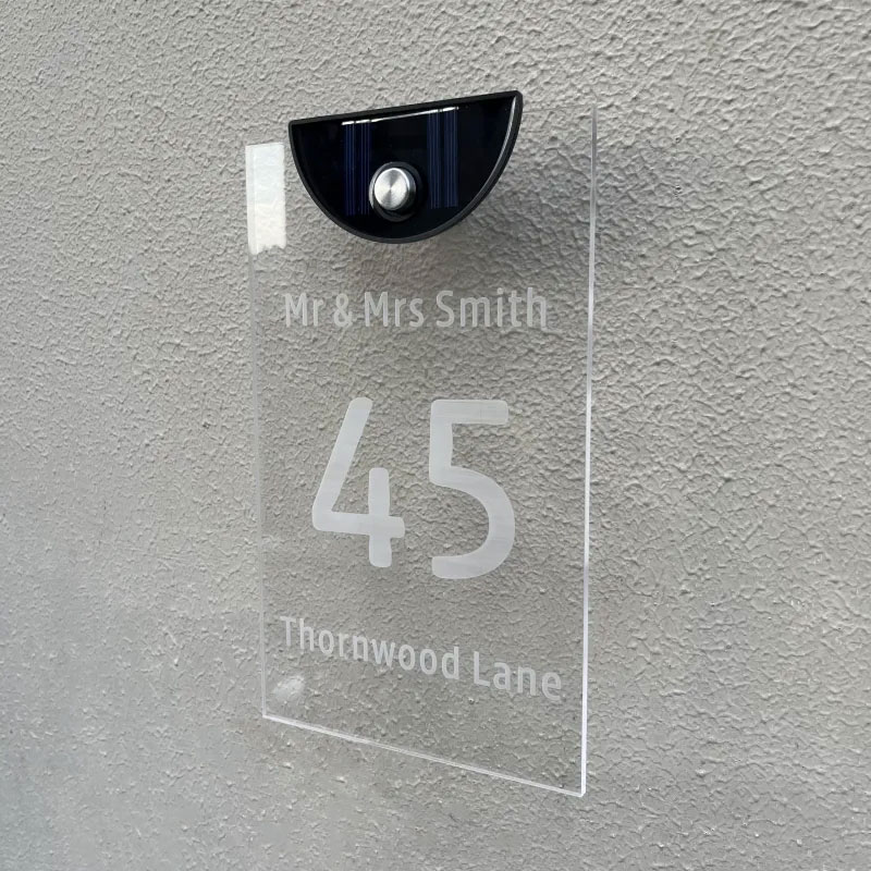 Custom Solar Transparent Acrylic Door Plate