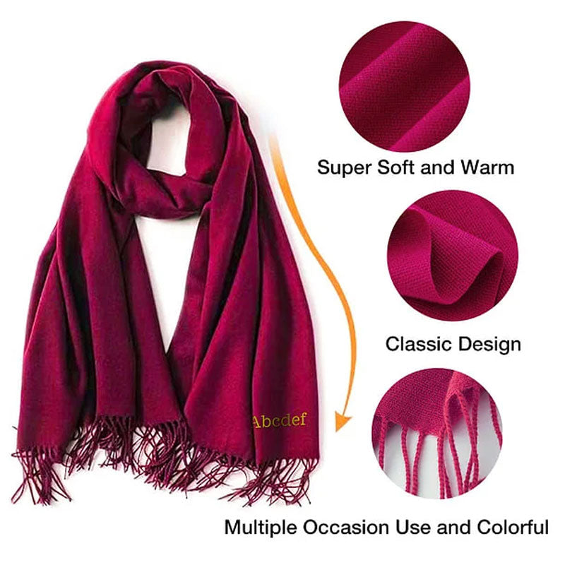 Personalized Super Soft Warm Scarf with Embroidered Birth Flower and Text