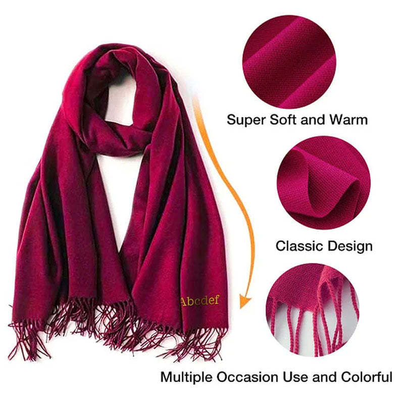 Personalized Super Soft Warm Scarf with Embroidered Birth Flower and Text