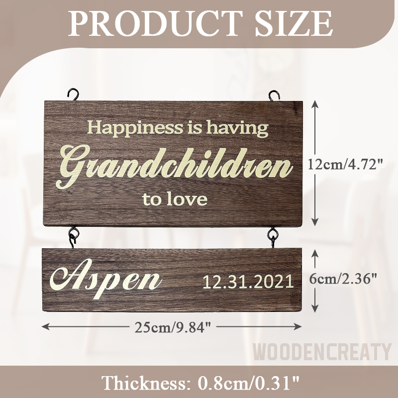 Personalized Grandkids Hanging Decor Sign - 30 Member Signs Can Be Added
