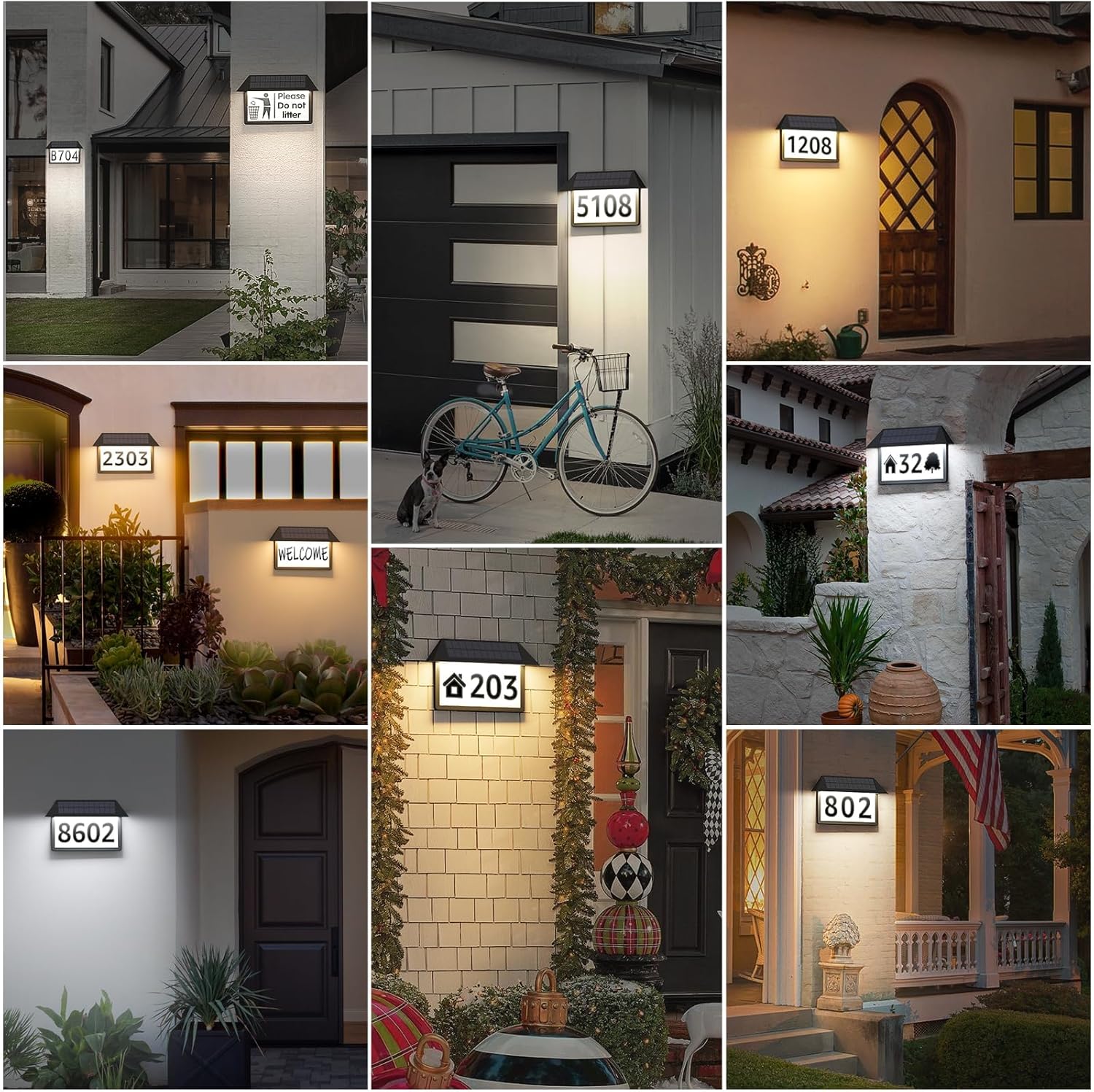 Wall Mounted Solar Home Address Number Sign