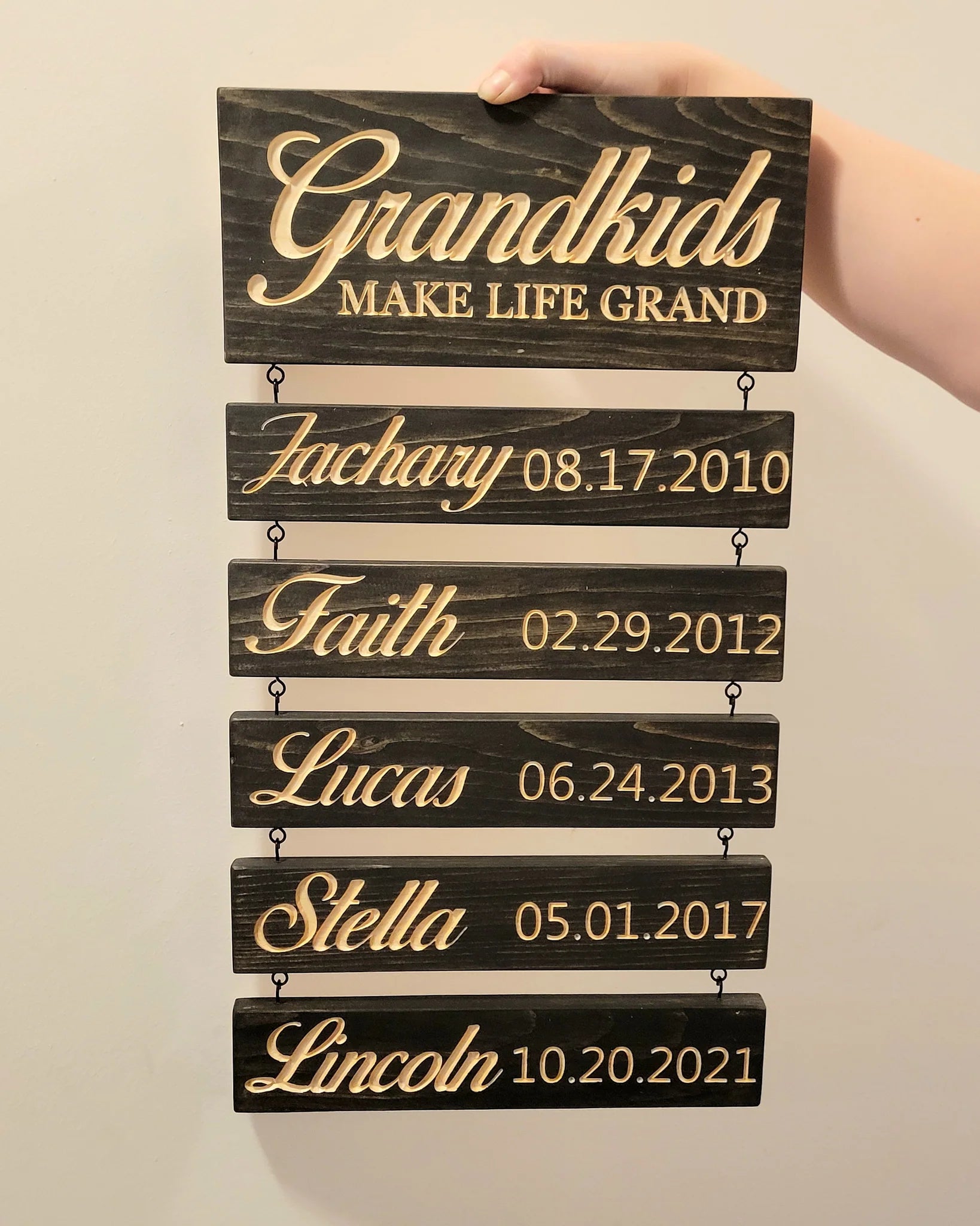 Personalized Engraved Grandchildren Hanging Decorative Sign