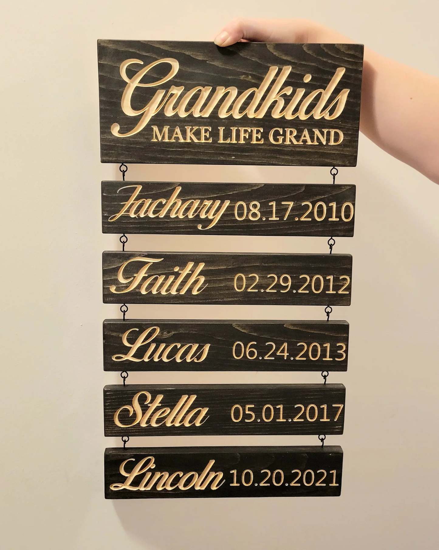 Personalized Engraved Grandchildren Hanging Decorative Sign