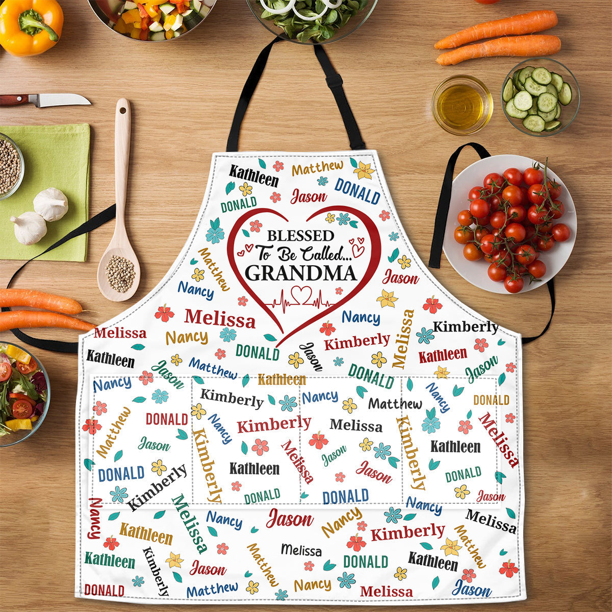 Blessed To Be Called Grandma Colorful | Personalized Apron With Packet