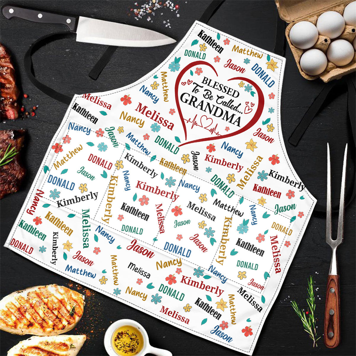 Blessed To Be Called Grandma Colorful | Personalized Apron With Packet