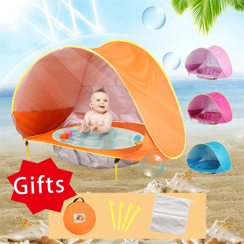 Baby Kinder Pool mit UV Schutz Windschutz Strandmuschel Plantschbecken