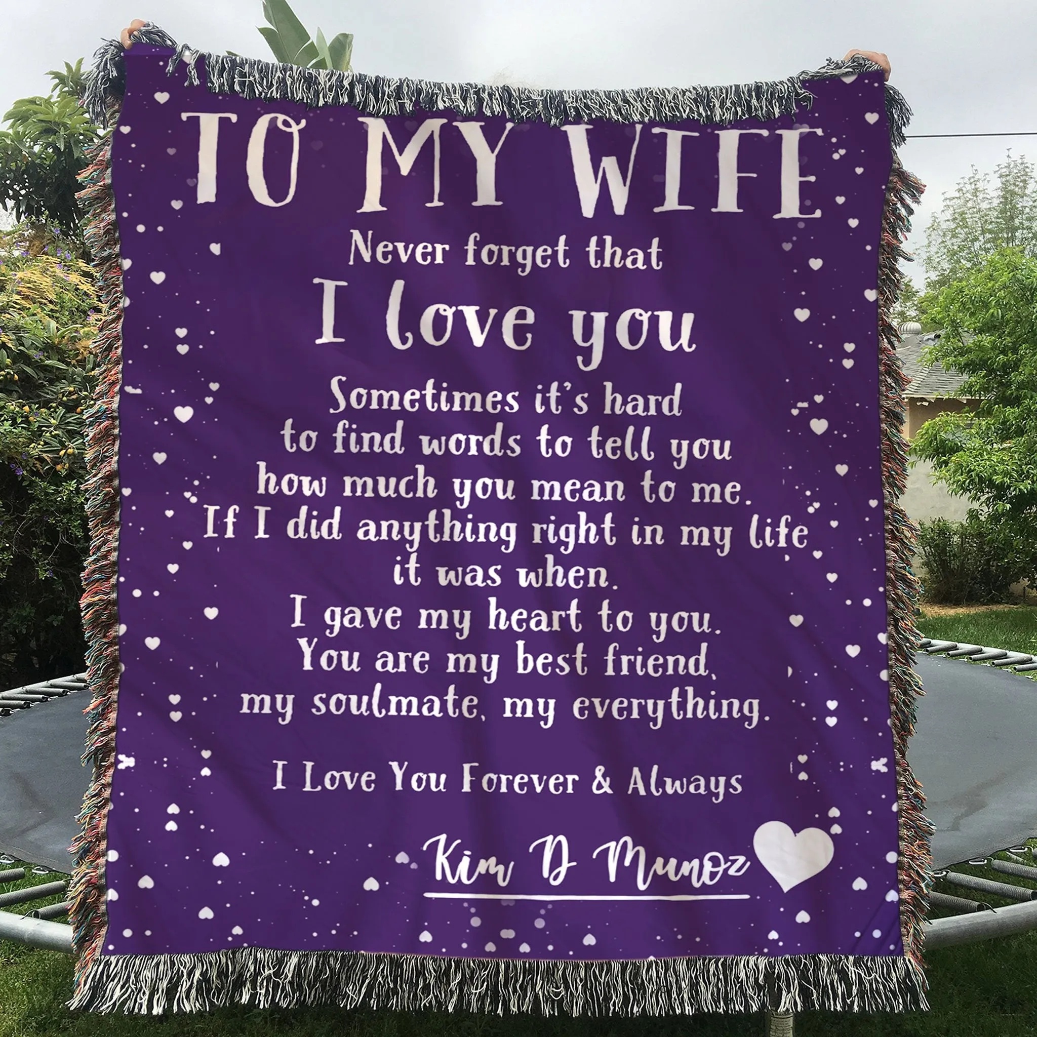 Custom Woven Blanket To My Wife Personalized Woven Throw Blanket - Gift for Wife -A Loves Gift